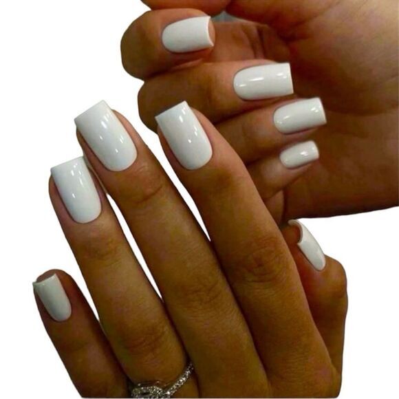 None Other - Y2K Indie Clean Girl White 24 Piece Square Press On Nails